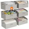 imageLifewit Fabric Extra Large Trapezoid Closet Storage Bins for Shelf 6 Pack Closet Organizer Baskets with Handles Foldable Clothes Containers for Book Purse 197quot x 11quot x 79quot 23L Light GrayLight Gray