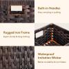 imageLifewit Handwoven PP Wicker Storage Basket Waterproof Imitation Rattan Basket with Builtin Handles Rectangle Baskets for Organizing Shelves Pantry Burlywood 2Pack LargeMediumBlack