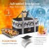 imageLifewit Insulated Double Casserole Carrier Thermal Lunch Tote for Potluck Parties Picnic Beach Fits 9 x 13 Inches Casserole Dish Expandable by Mid Zipper GreyBlackFlowers
