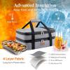 imageLifewit Insulated Double Casserole Carrier Thermal Lunch Tote for Potluck Parties Picnic Beach Fits 9 x 13 Inches Casserole Dish Expandable by Mid Zipper GreyGray