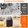 imageLifewit Knife Block without Knives Large Plastic Universal Knife Block Holder with Detachable Slots Hold Up to 25 Knives Scissors and Sharpening Rods Kitchen Storage Organizer for Counter Black
