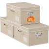 imageLifewit Large Clothes Storage Bins with Lids Fabric Foldable Storage Boxes with Handles Decorative Closet Organizer Stackable Cube Baskets Container for Bedroom Office 2 Packs 345L Beige3