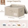 imageLifewit Large Clothes Storage Bins with Lids Fabric Foldable Storage Boxes with Handles Decorative Closet Organizer Stackable Cube Baskets Container for Bedroom Office 2 Packs 345L Beige3
