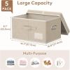 imageLifewit Large Clothes Storage Bins with Lids Fabric Foldable Storage Boxes with Handles Decorative Closet Organizer Stackable Cube Baskets Container for Bedroom Office 2 Packs 345L Beige5