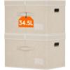 imageLifewit Large Clothes Storage Bins with Lids Fabric Foldable Storage Boxes with Handles Decorative Closet Organizer Stackable Cube Baskets Container for Bedroom Office 2 Packs 345L Beige2