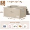 imageLifewit Large Clothes Storage Bins with Lids Fabric Foldable Storage Boxes with Handles Decorative Closet Organizer Stackable Cube Baskets Container for Bedroom Office 2 Packs 345L Beige2