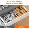 imageLifewit Large Silverware Drawer Organizer Expandable 214 to 36 Inches Wide Bamboo Utensil Tray for Kitchen Adjustable Flatware and Cutlery Holder for Spoons Forks Knives 13 Compartments Natural