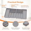 imageLifewit Large Silverware Drawer Organizer Expandable From 21 to 36 Inches BPA Free Plastic Utensil Tray for Kitchen Adjustable Flatware and Cutlery Holder for Spoons Forks Knives BlackGray