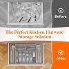 imageLifewit Large Silverware Drawer Organizer Expandable From 21 to 36 Inches BPA Free Plastic Utensil Tray for Kitchen Adjustable Flatware and Cutlery Holder for Spoons Forks Knives BlackGray