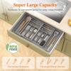 imageLifewit Large Silverware Drawer Organizer Expandable From 21 to 36 Inches BPA Free Plastic Utensil Tray for Kitchen Adjustable Flatware and Cutlery Holder for Spoons Forks Knives BlackGray