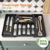 imageLifewit Large Silverware Drawer Organizer Expandable Utensil Tray for Kitchen BPA Free Flatware and Cutlery Holder Adjustable Plastic Storage for Spoons Forks Knives Large BlackBlack