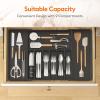 imageLifewit Large Silverware Drawer Organizer Expandable Utensil Tray for Kitchen BPA Free Flatware and Cutlery Holder Adjustable Plastic Storage for Spoons Forks Knives Large BlackBlack