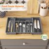 imageLifewit Large Silverware Drawer Organizer Expandable Utensil Tray for Kitchen BPA Free Flatware and Cutlery Holder Adjustable Plastic Storage for Spoons Forks Knives Large BlackDark Gray