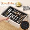 imageLifewit Large Silverware Drawer Organizer Expandable Utensil Tray for Kitchen BPA Free Flatware and Cutlery Holder Adjustable Plastic Storage for Spoons Forks Knives Large BlackBlack