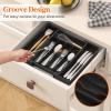 imageLifewit Large Silverware Drawer Organizer Expandable Utensil Tray for Kitchen BPA Free Flatware and Cutlery Holder Adjustable Plastic Storage for Spoons Forks Knives Large BlackBlack