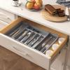 imageLifewit Large Silverware Drawer Organizer Expandable Utensil Tray for Kitchen BPA Free Flatware and Cutlery Holder Adjustable Plastic Storage for Spoons Forks Knives Large BlackGray