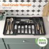 imageLifewit Large Silverware Drawer Organizer Expandable Utensil Tray for Kitchen BPA Free Flatware and Cutlery Holder Adjustable Plastic Storage for Spoons Forks Knives Large BlackBlack