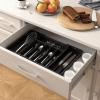 imageLifewit Large Silverware Drawer Organizer Expandable Utensil Tray for Kitchen BPA Free Flatware and Cutlery Holder Adjustable Plastic Storage for Spoons Forks Knives Large BlackBlack