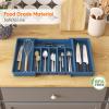 imageLifewit Large Silverware Drawer Organizer Expandable Utensil Tray for Kitchen BPA Free Flatware and Cutlery Holder Adjustable Plastic Storage for Spoons Forks Knives Large BlackDark Blue