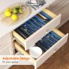 imageLifewit Large Silverware Drawer Organizer Expandable Utensil Tray for Kitchen BPA Free Flatware and Cutlery Holder Adjustable Plastic Storage for Spoons Forks Knives Large BlackDark Blue