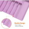 imageLifewit Large Silverware Drawer Organizer Expandable Utensil Tray for Kitchen BPA Free Flatware and Cutlery Holder Adjustable Plastic Storage for Spoons Forks Knives Large BlackPurple