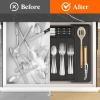 imageLifewit Large Silverware Drawer Organizer Expandable Utensil Tray for Kitchen BPA Free Flatware and Cutlery Holder Adjustable Plastic Storage for Spoons Forks Knives Large BlackBlack