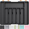 imageLifewit Large Silverware Drawer Organizer Expandable Utensil Tray for Kitchen BPA Free Flatware and Cutlery Holder Adjustable Plastic Storage for Spoons Forks Knives Large BlackBlack