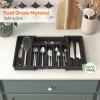 imageLifewit Large Silverware Drawer Organizer Expandable Utensil Tray for Kitchen BPA Free Flatware and Cutlery Holder Adjustable Plastic Storage for Spoons Forks Knives Large BlackBlack