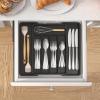 imageLifewit Large Silverware Drawer Organizer Expandable Utensil Tray for Kitchen BPA Free Flatware and Cutlery Holder Adjustable Plastic Storage for Spoons Forks Knives Large BlackBlack