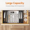 imageLifewit Large Silverware Drawer Organizer Expandable Utensil Tray for Kitchen BPA Free Flatware and Cutlery Holder Adjustable Plastic Storage for Spoons Forks Knives Large BlackWhiteblack