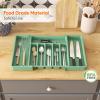 imageLifewit Large Silverware Drawer Organizer Expandable Utensil Tray for Kitchen BPA Free Flatware and Cutlery Holder Adjustable Plastic Storage for Spoons Forks Knives Large BlackGreen