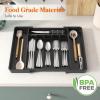 imageLifewit Large Silverware Drawer Organizer Expandable Utensil Tray for Kitchen BPA Free Flatware and Cutlery Holder Adjustable Plastic Storage for Spoons Forks Knives Large BlackBlack