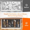 imageLifewit Large Utensil Organizer for Kitchen Drawer Expandable 214 to 36 Inches Wide Adjustable Cooking Silverware Tray Bamboo Cutlery Flatware Holder Spatula Tool Gadget Storage Divider NaturalBlack