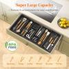 imageLifewit Large Utensil Organizer for Kitchen Drawer Expandable 214 to 36 Inches Wide Adjustable Cooking Silverware Tray Bamboo Cutlery Flatware Holder Spatula Tool Gadget Storage Divider NaturalBlack