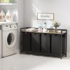 imageLifewit Laundry Hamper 4 Section 168L Pull out Laundry Clothes Basket Organizer with Large Top Shelf and 4 Removable Bags and Handles for Laundry Room Bedroom Bathroom Black with ShelvesBlack