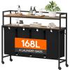 imageLifewit Laundry Hamper 4 Section 168L Pull out Laundry Clothes Basket Organizer with Large Top Shelf and 4 Removable Bags and Handles for Laundry Room Bedroom Bathroom Black with ShelvesBlack