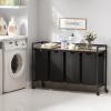 imageLifewit Laundry Hamper 4 Section 168L Pull out Laundry Clothes Basket Organizer with Large Top Shelf and 4 Removable Bags and Handles for Laundry Room Bedroom Bathroom Black with ShelvesBlack