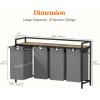 imageLifewit Laundry Hamper 4 Section 168L Pull out Laundry Clothes Basket Organizer with Large Top Shelf and 4 Removable Bags and Handles for Laundry Room Bedroom Bathroom Black with ShelvesGray