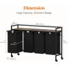 imageLifewit Laundry Hamper 4 Section 168L Pull out Laundry Clothes Basket Organizer with Large Top Shelf and 4 Removable Bags and Handles for Laundry Room Bedroom Bathroom Black with ShelvesBlack
