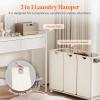 imageLifewit Laundry hamper 3 Section Large Rolling Laundry Sorter with Shelf ampamp 2 Drawers PullOut Laundry Basket Organizer with Wheels and Removable Bag for Laundry Room Bathroom Rustic Brown and BlackWhite