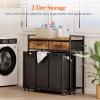 imageLifewit Laundry hamper 3 Section Large Rolling Laundry Sorter with Shelf ampamp 2 Drawers PullOut Laundry Basket Organizer with Wheels and Removable Bag for Laundry Room Bathroom Rustic Brown and BlackRustic Brown