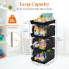 imageLifewit Plastic Stackable Storage Baskets 4 Tier Stacking Bins 138quotD x 118quotW x 283quotH Large Capacity MultiFunctional Containers Shelves for Pantry Playroom Kitchen and Bedroom 1 Pack WhiteBlack