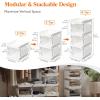 imageLifewit Plastic Stackable Storage Baskets 4 Tier Stacking Bins 138quotD x 118quotW x 283quotH Large Capacity MultiFunctional Containers Shelves for Pantry Playroom Kitchen and Bedroom 1 Pack WhiteWhite