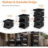 imageLifewit Plastic Stackable Storage Baskets 4 Tier Stacking Bins 138quotD x 118quotW x 283quotH Large Capacity MultiFunctional Containers Shelves for Pantry Playroom Kitchen and Bedroom 1 Pack WhiteBlack