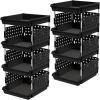 imageLifewit Plastic Stackable Storage Baskets 4 Tier Stacking Bins 138quotD x 118quotW x 283quotH Large Capacity MultiFunctional Containers Shelves for Pantry Playroom Kitchen and Bedroom 1 Pack WhiteBlack