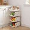 imageLifewit Plastic Stackable Storage Baskets 4 Tier Stacking Bins 138quotD x 118quotW x 283quotH Large Capacity MultiFunctional Containers Shelves for Pantry Playroom Kitchen and Bedroom 1 Pack WhiteWhite