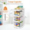 imageLifewit Plastic Stackable Storage Baskets 4 Tier Stacking Bins 138quotD x 118quotW x 283quotH Large Capacity MultiFunctional Containers Shelves for Pantry Playroom Kitchen and Bedroom 1 Pack WhiteWhite