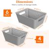 imageLifewit Plastic Storage Basket 7 Pack Stackable Storage Bins for Organizing Multi Size Open Containers for Shelving Pantry Office and Cabinet 5 Large and 2 Small Size BlackGray