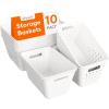 imageLifewit Plastic Storage Basket 7 Pack Stackable Storage Bins for Organizing Multi Size Open Containers for Shelving Pantry Office and Cabinet 5 Large and 2 Small Size BlackWhite