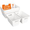 imageLifewit Plastic Storage Basket 7 Pack Stackable Storage Bins for Organizing Multi Size Open Containers for Shelving Pantry Office and Cabinet 5 Large and 2 Small Size BlackWhite